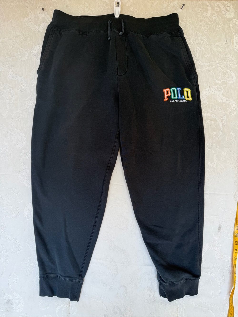 Polo by Ralph Lauren Black Joggers with Rainbow POLO Embroidery